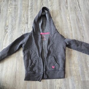 Gray Kids Hoodie with Pink Heart
